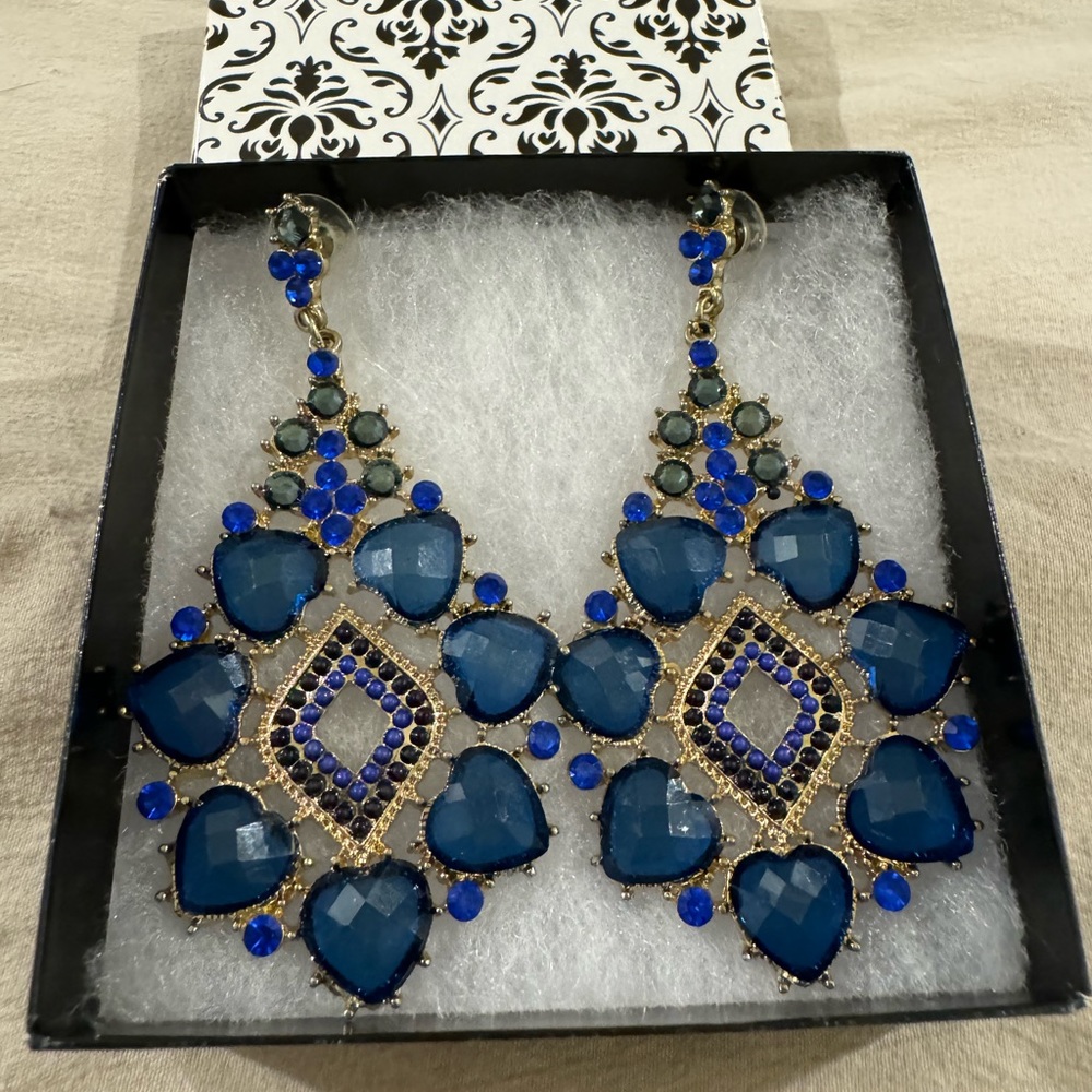 Blue and Gold Fashion Earrings